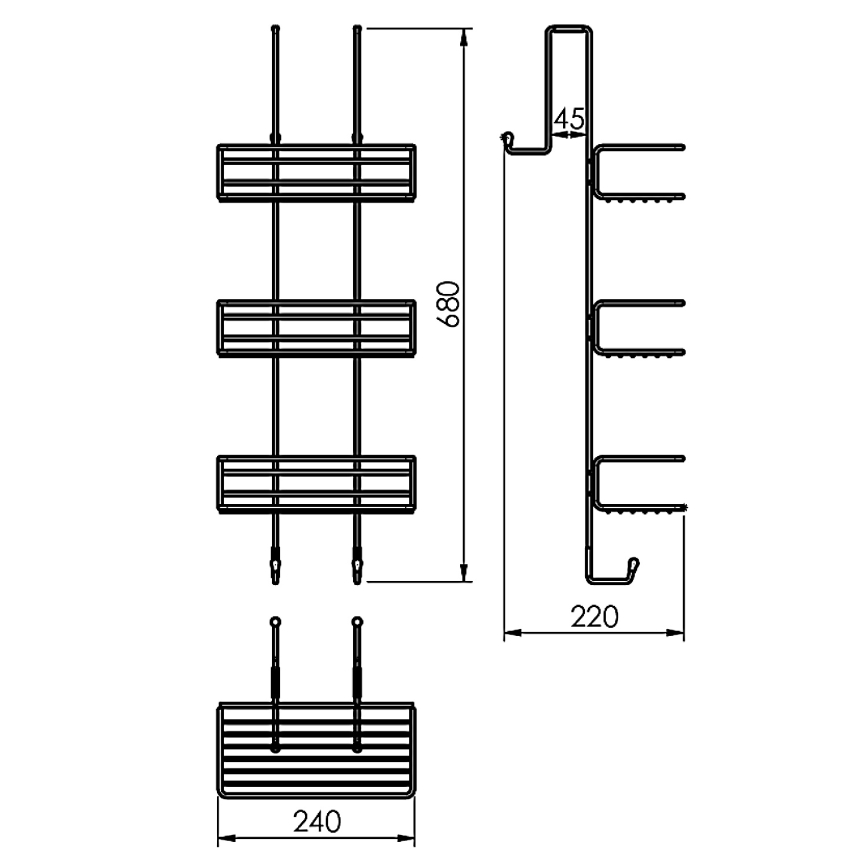 Gedy - Estante de pared para ducha CHROM LINE 68x24 cm cromo brillante