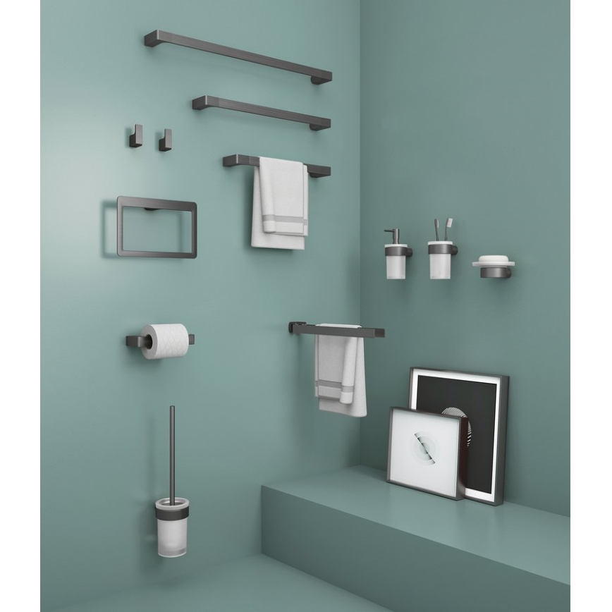 Gedy - Jabonera mural PIRENEI vidrio opalino/gris metálico