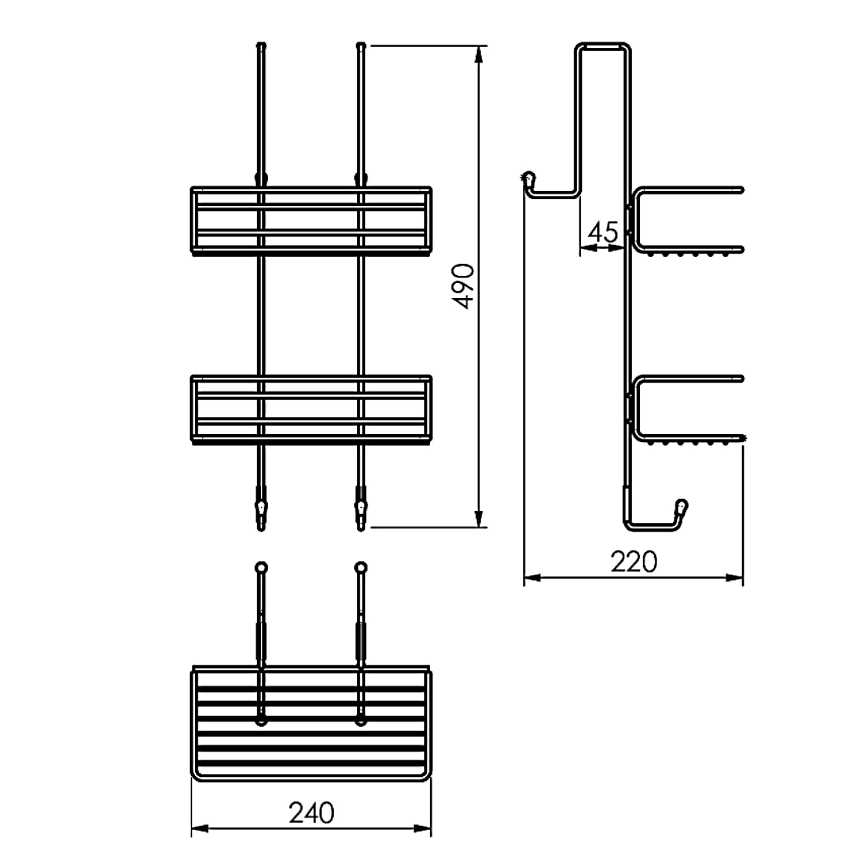 Gedy - Repisa de pared para ducha CHROM LINE 49x24 cm negro mate