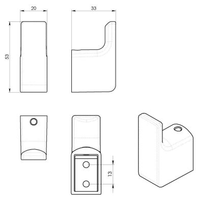 Gedy - SET 2x Percha de pared PIRENEI mate negro