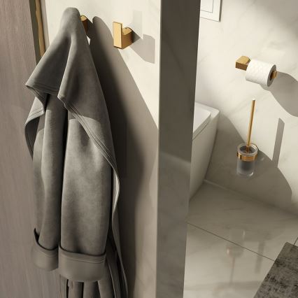 Gedy - Set de 2 ganchos de pared PIRENEI, acabado en oro mate