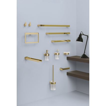 Gedy - Soporte de pared para cepillos de dientes PIRENEI cristal esmerilado/dorado