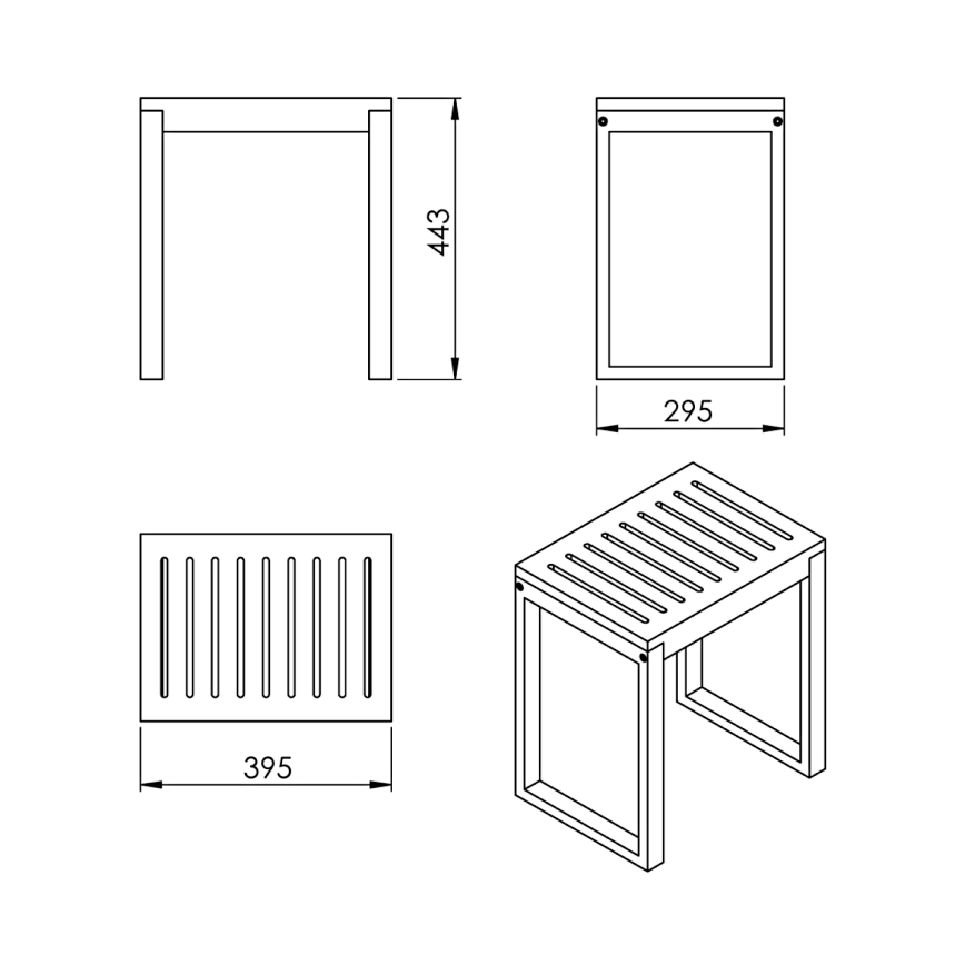 Gedy - Taburete de baño HIMALAYA 39,5x44,3 cm bambú