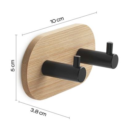 Gedy - Toallero de pared autoadhesivo HIMALAYA negro/bambú