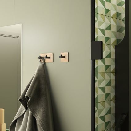 Gedy - Toallero de pared autoadhesivo HIMALAYA negro/bambú