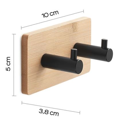 Gedy - Toallero de pared autoadhesivo HIMALAYA negro/bambú