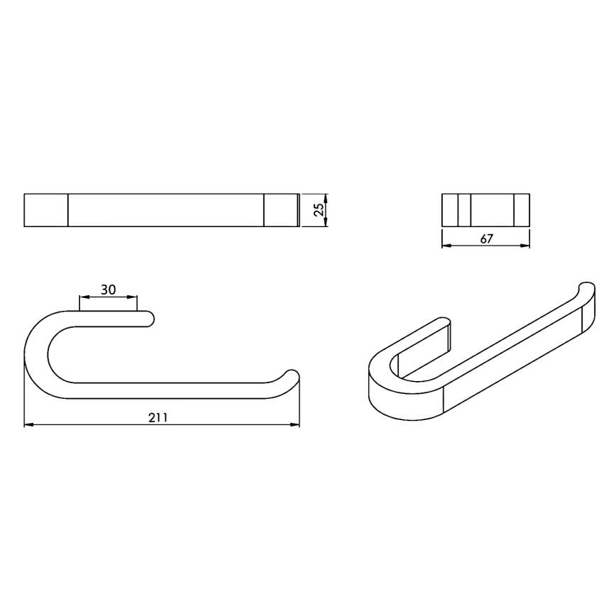 Gedy - Toallero de pared HIMALAYA 6,7x21 cm bambú