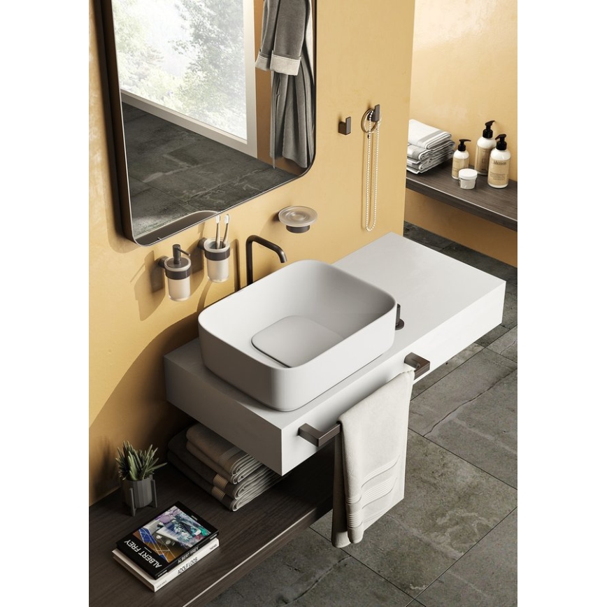 Gedy - Toallero de pared PIRENEI 6,6x45 cm gris metálico