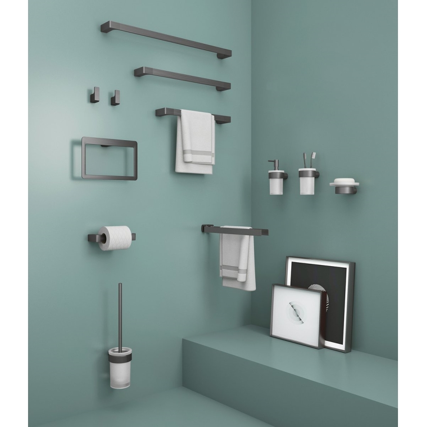 Gedy - Toallero de pared PIRENEI 6,6x60 cm gris metálico