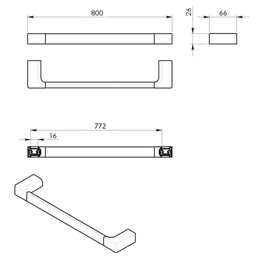 Gedy - Toallero de pared PIRENEI 6,6x80 cm negro mate