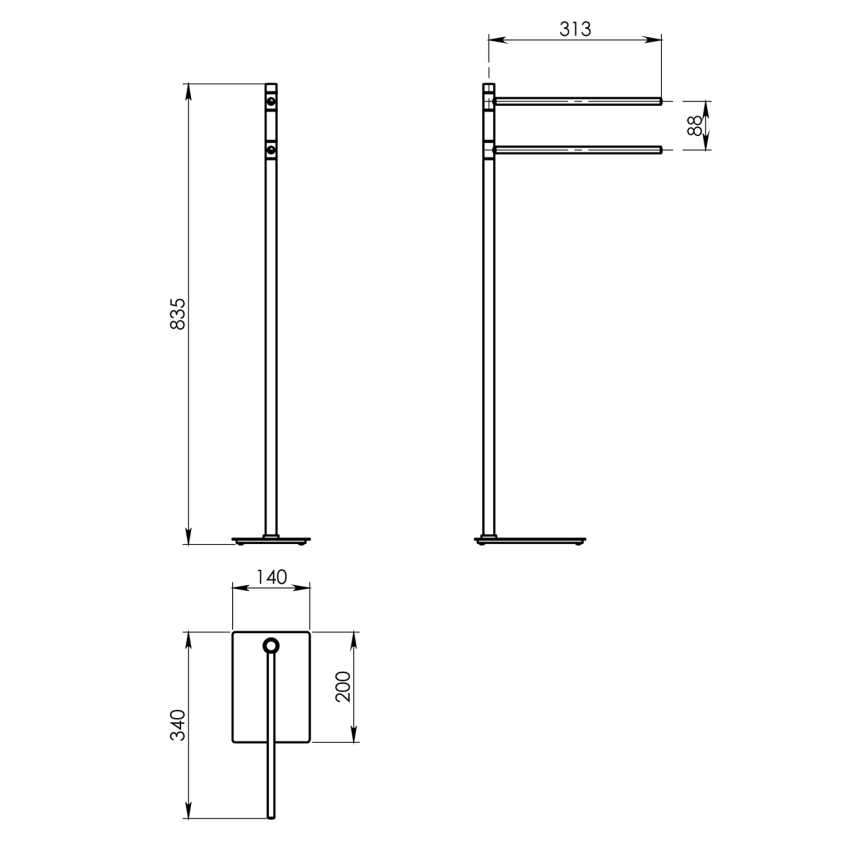Gedy - Toallero de pie TRILLY 83,5 cm blanco mate