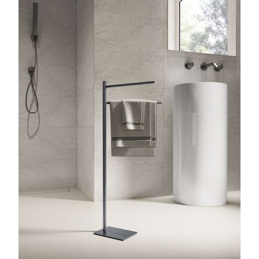 Gedy - Toallero de pie TRILLY 83,5 cm gris metálico