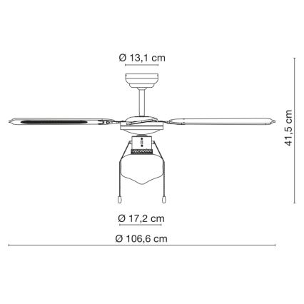 Globo - Ventilador de techo 1xE27/60W/230V
