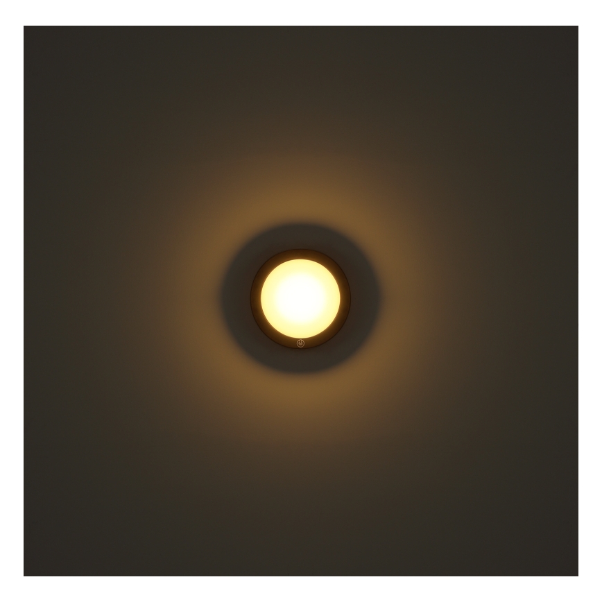 Globo - Lámpara de pared LED recargable con sensor táctil LED/1,2W/3,7V diámetro 15 cm 1800 mAh negra