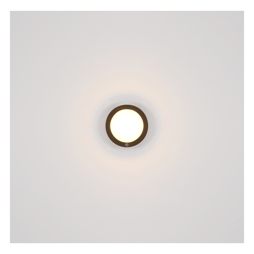 Globo - Lámpara de pared LED recargable con sensor táctil LED/1,2W/3,7V diámetro 15 cm 1800 mAh negra