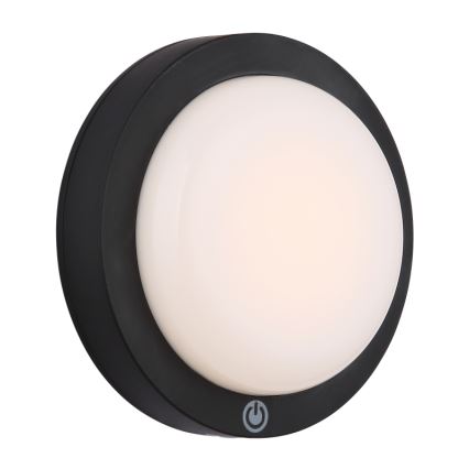 Globo - Lámpara de pared LED recargable con sensor táctil LED/1,2W/3,7V diámetro 15 cm 1800 mAh negra