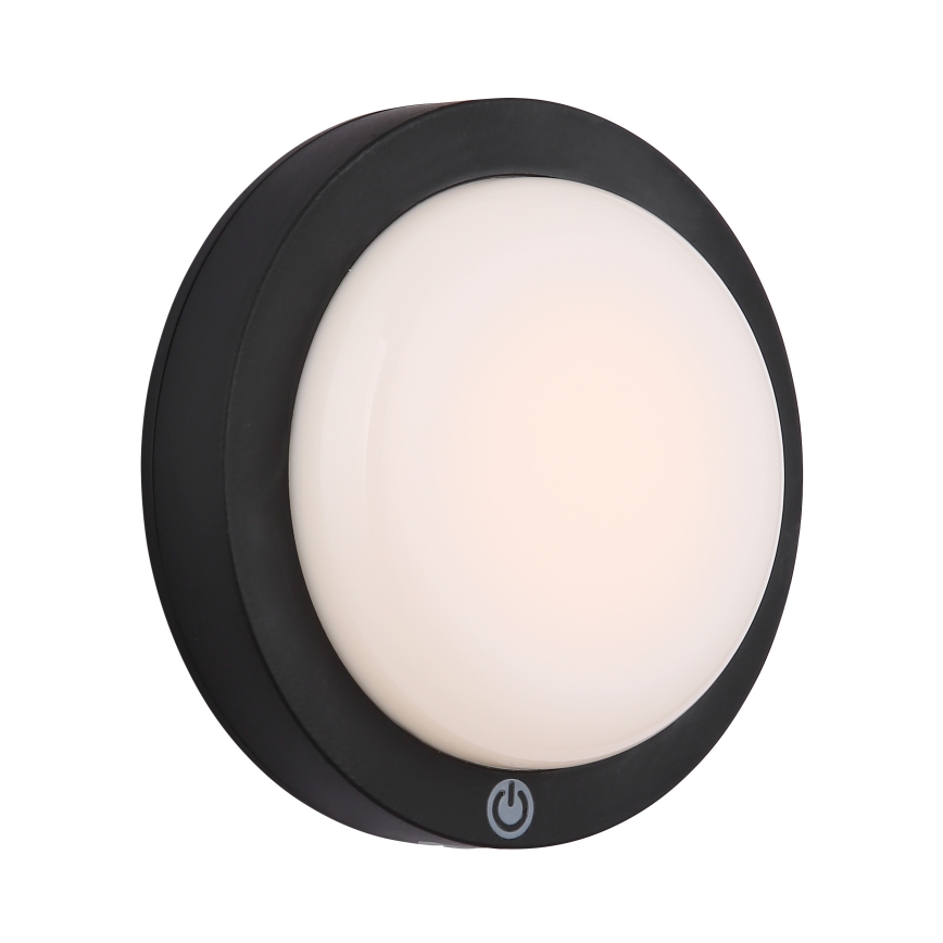 Globo - Lámpara de pared LED recargable con sensor táctil LED/1,2W/3,7V diámetro 15 cm 1800 mAh negra