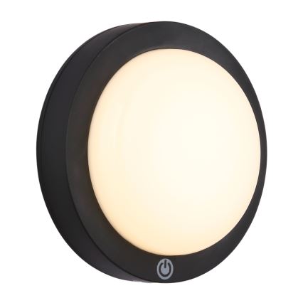 Globo - Lámpara de pared LED recargable con sensor táctil LED/1,2W/3,7V diámetro 15 cm 1800 mAh negra