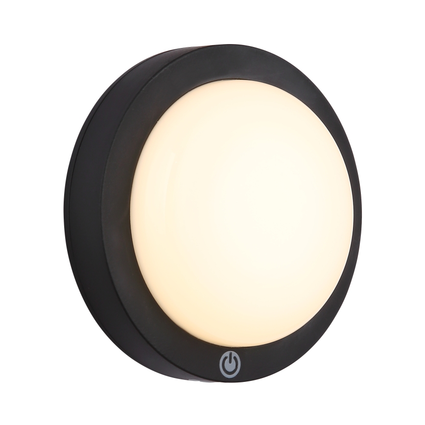 Globo - Lámpara de pared LED recargable con sensor táctil LED/1,2W/3,7V diámetro 15 cm 1800 mAh negra