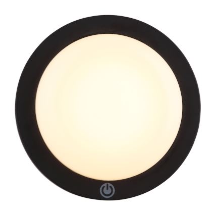 Globo - Lámpara de pared LED recargable con sensor táctil LED/1,2W/3,7V diámetro 15 cm 1800 mAh negra