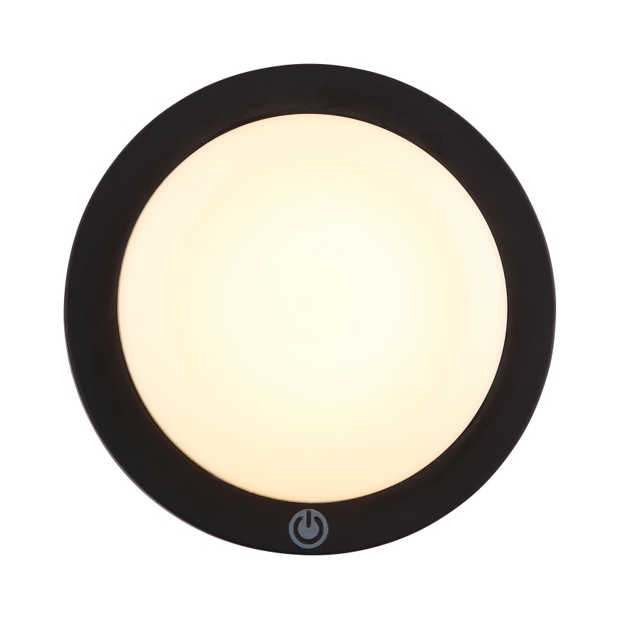 Globo - Lámpara de pared LED recargable con sensor táctil LED/1,2W/3,7V diámetro 15 cm 1800 mAh negra