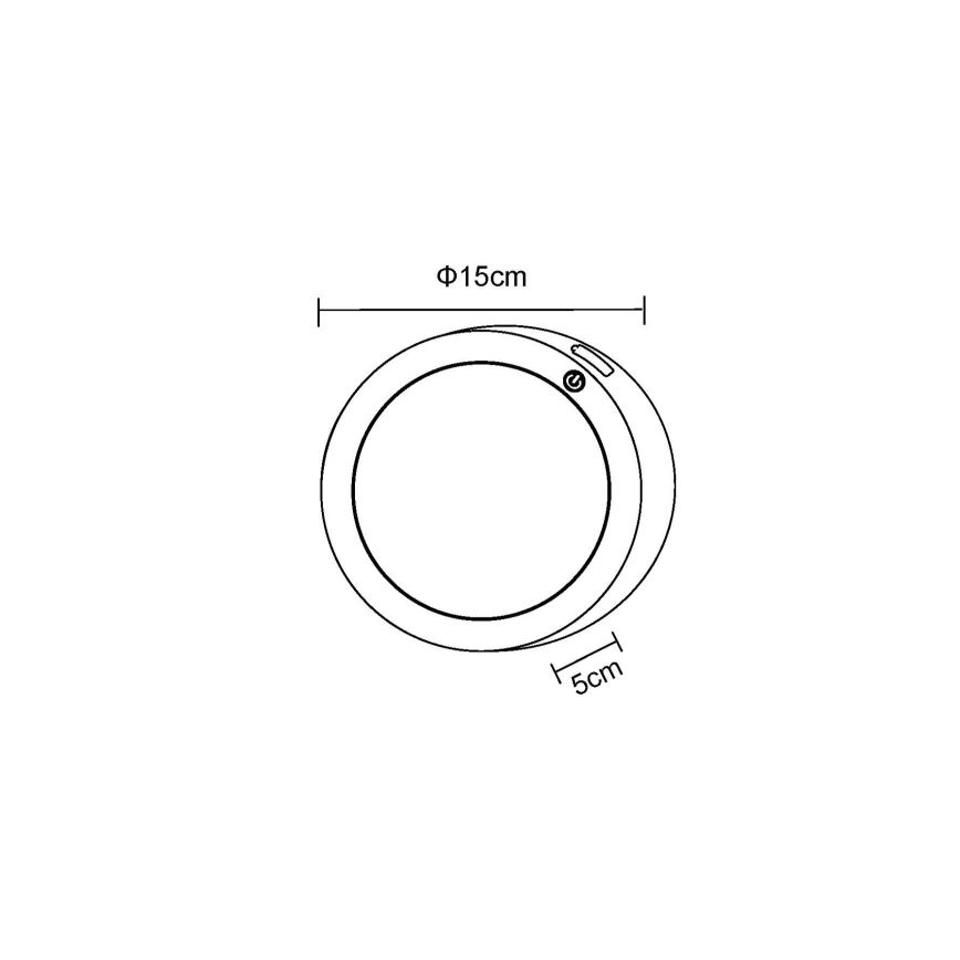 Globo - Lámpara de pared LED recargable con sensor táctil LED/1,2W/3,7V diámetro 15 cm 1800 mAh negra