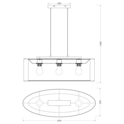 Globo - Lámpara de araña de cable 3xE27/60W/230V