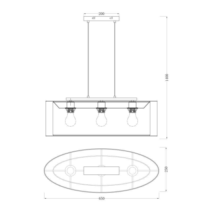 Globo - Lámpara de araña de cable 3xE27/60W/230V