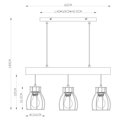 Globo 15326-3N - Lámpara colgante MINA 3xE27/40W/230V