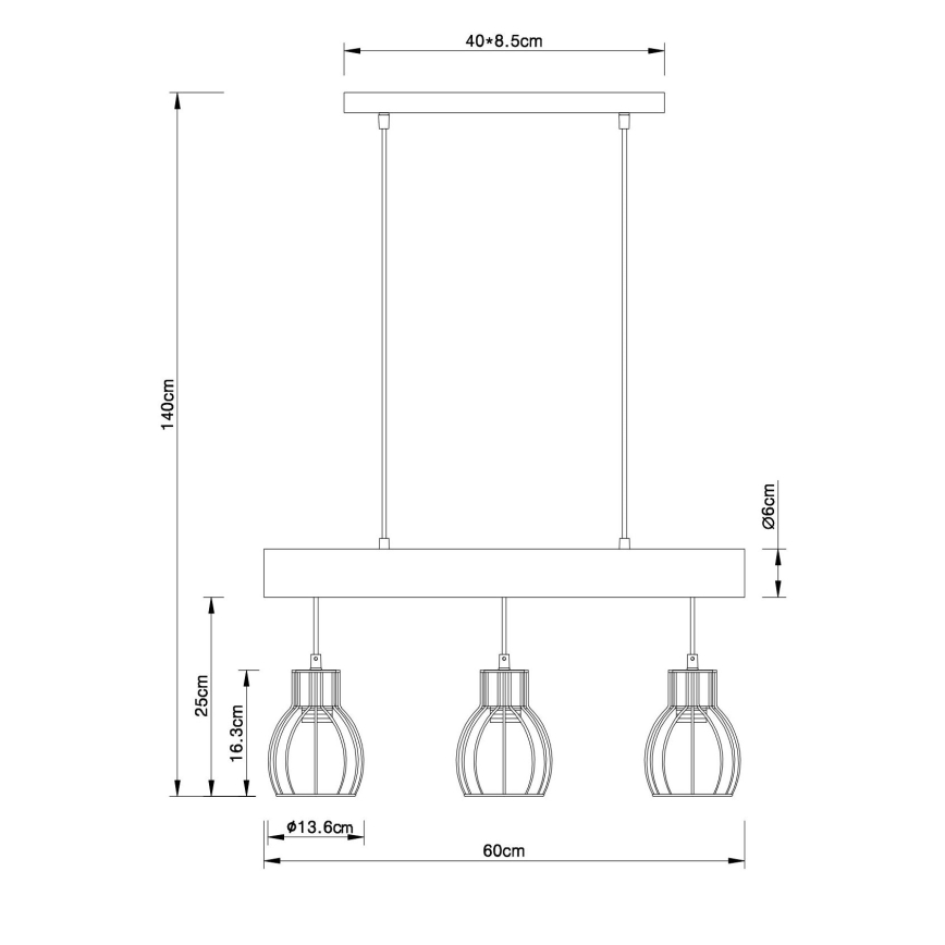 Globo - Lámpara colgante 3xE27/60W/230V