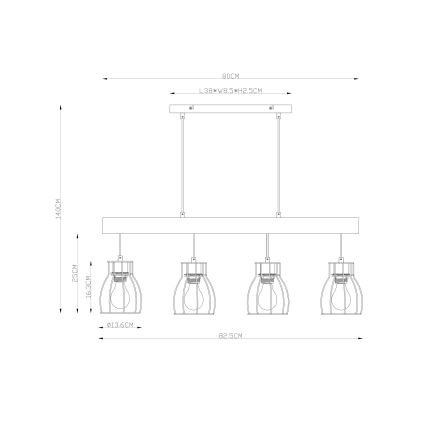Globo - Lámpara colgante 4xE27/40W/230V