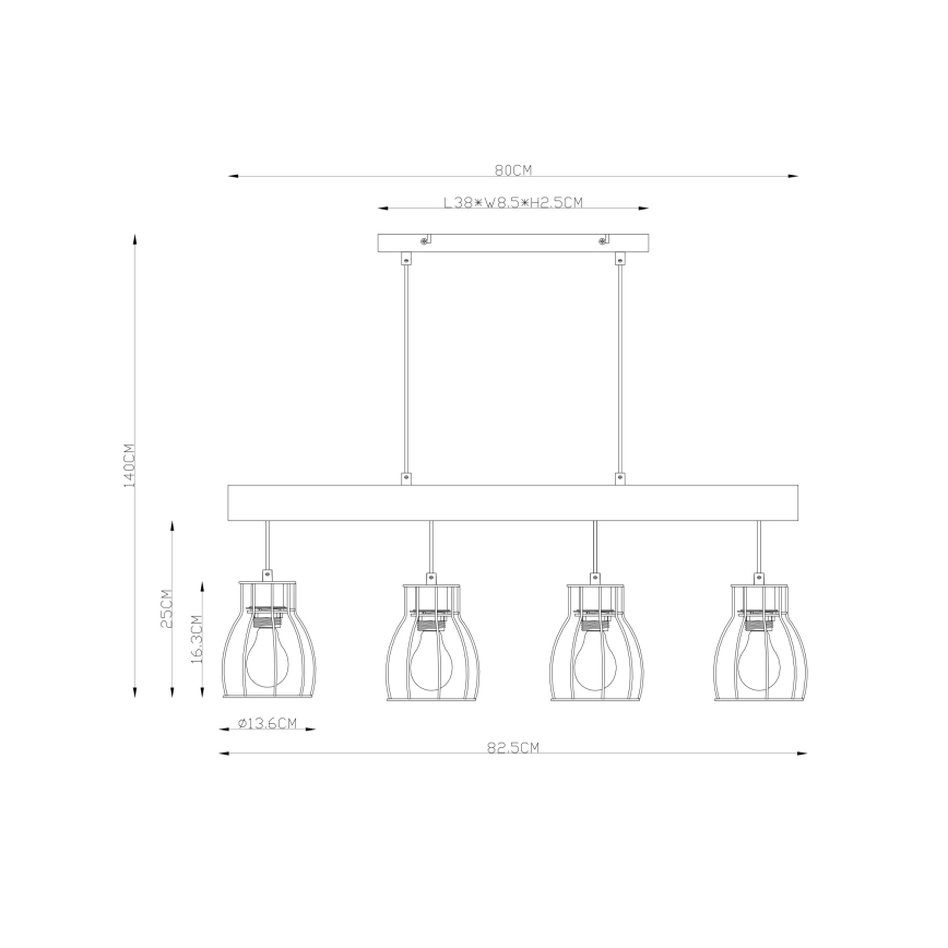 Globo - Lámpara colgante 4xE27/40W/230V