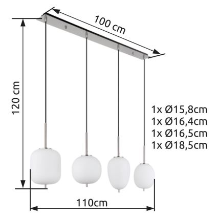 Globo - Lámpara colgante 4xE14/40W/230V blanco