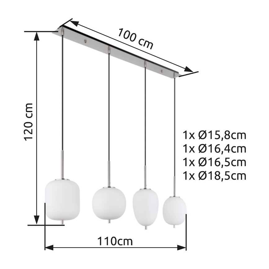 Globo - Lámpara colgante 4xE14/40W/230V blanco