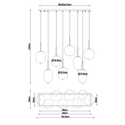Globo - Lámpara colgante 8xE14/40W/230V latón