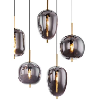 Globo - Lámpara colgante 8xE14/40W/230V ahumado