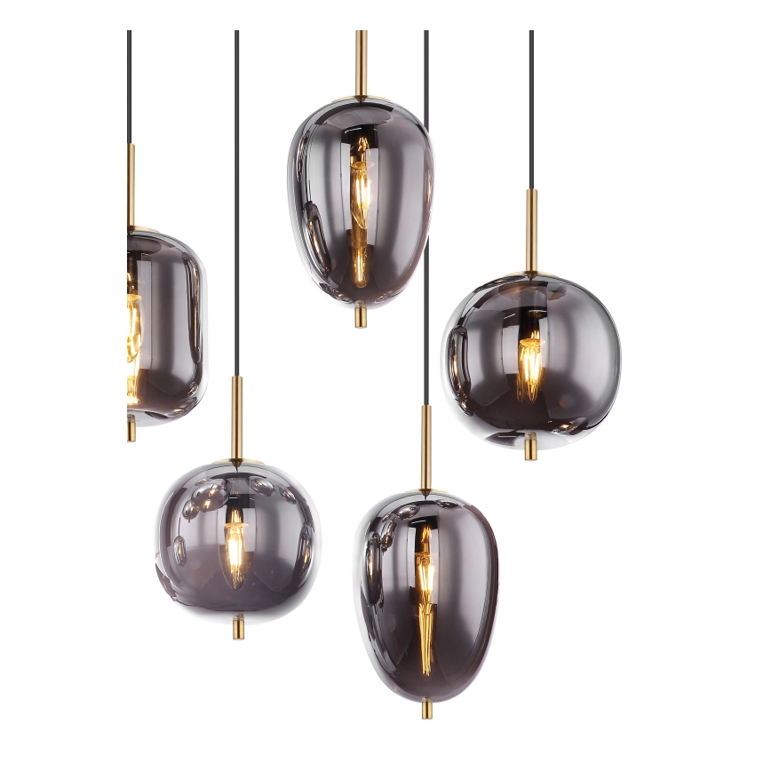 Globo - Lámpara colgante 8xE14/40W/230V ahumado