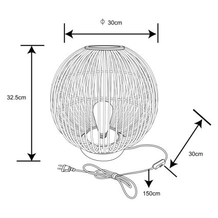 Globo - Lámpara de mesa 1xE27/60W230V bambú