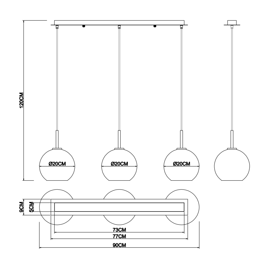 Globo - Lámpara colgante 3xE27/60W/230V