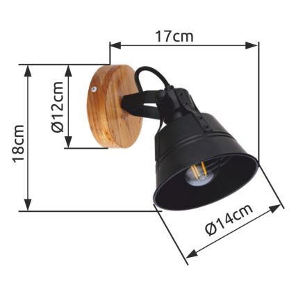 Globo - Foco de pared 1xE27/60W/230V abeto