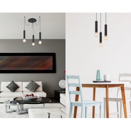 Globo - Lámpara colgante con cable 3xE27/60W/230V madera negra