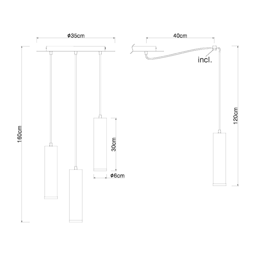 Globo - Lámpara colgante con cable 3xE27/60W/230V madera negra