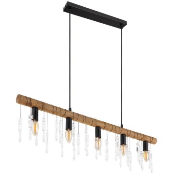 Globo 15532-5H - Lámpara colgante KIRA suspendida por cable, 5xE14/40W/230V, negro/marrón