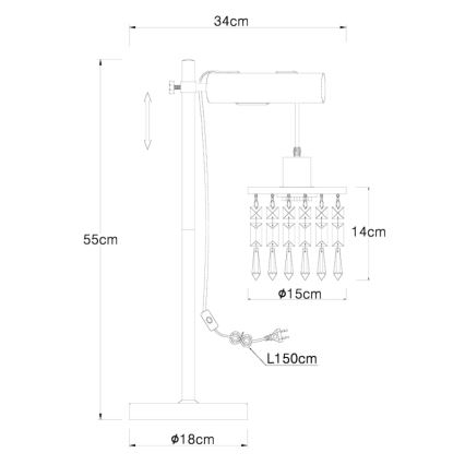 Globo - Lámpara de mesa 1xE27/40W/230V