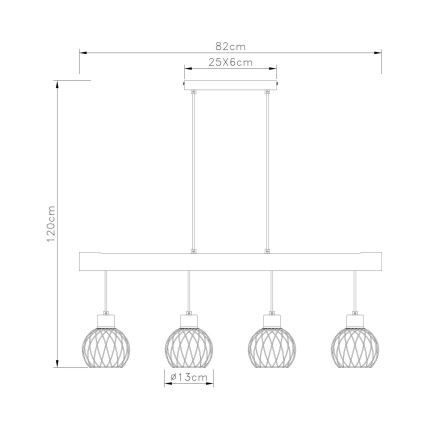 Globo - Lámpara colgante 4xE27/15W/230V