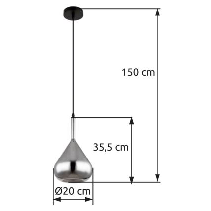 Globo - Lámpara colgante 1xE27/60W/230V diá. 20 cm negro