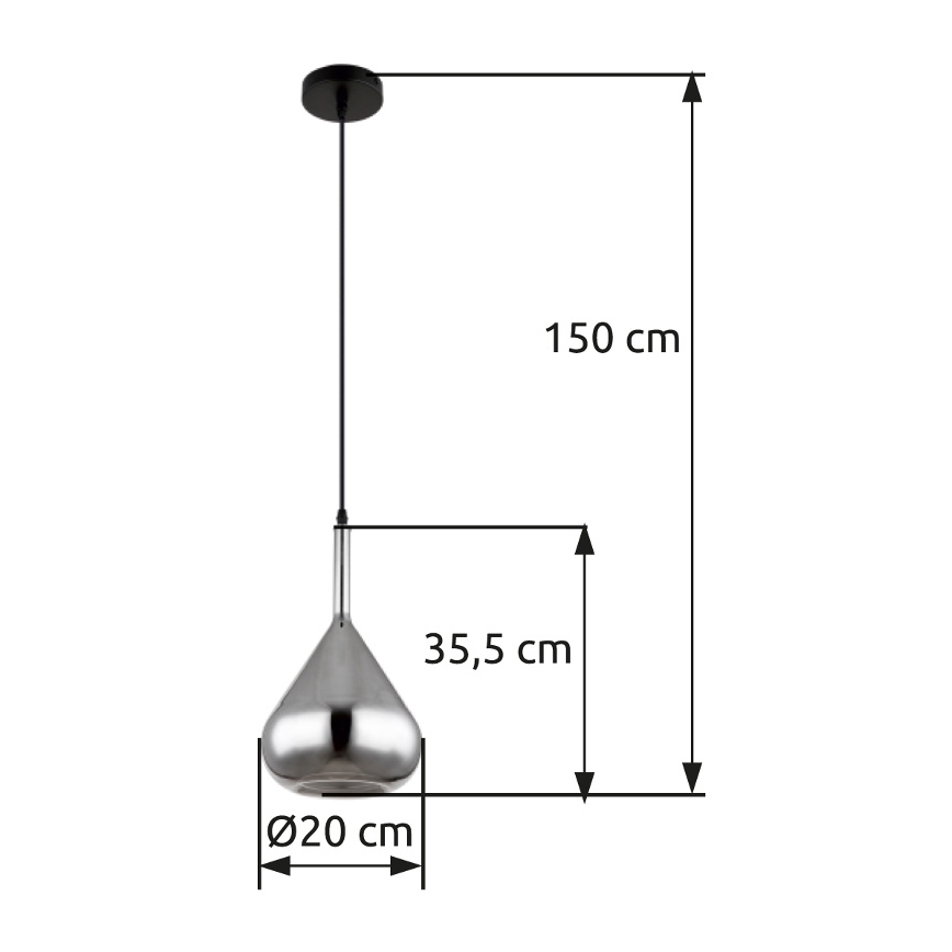 Globo - Lámpara colgante 1xE27/60W/230V diá. 20 cm negro