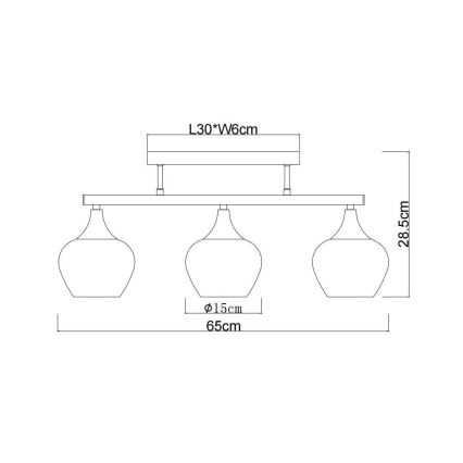 Globo - Lámpara de techo 3xE27/40W/230V negro