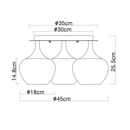 Globo - Lámpara de techo 3xE27/40W/230V diá. 45 cm cobre