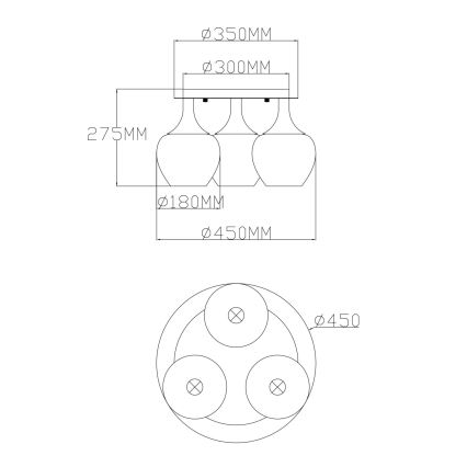 Globo - Lámpara de techo 3xE27/40W/230V antracita
